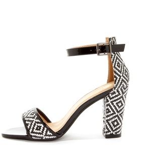 Chase + Chloe Vibe B&W Print Chunky Heels